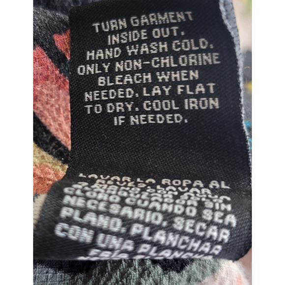 Zac & Rachel Batwing Boho Top Women's 1X V-Neck Semi Sheer Black Tropical - Picture 13 of 13